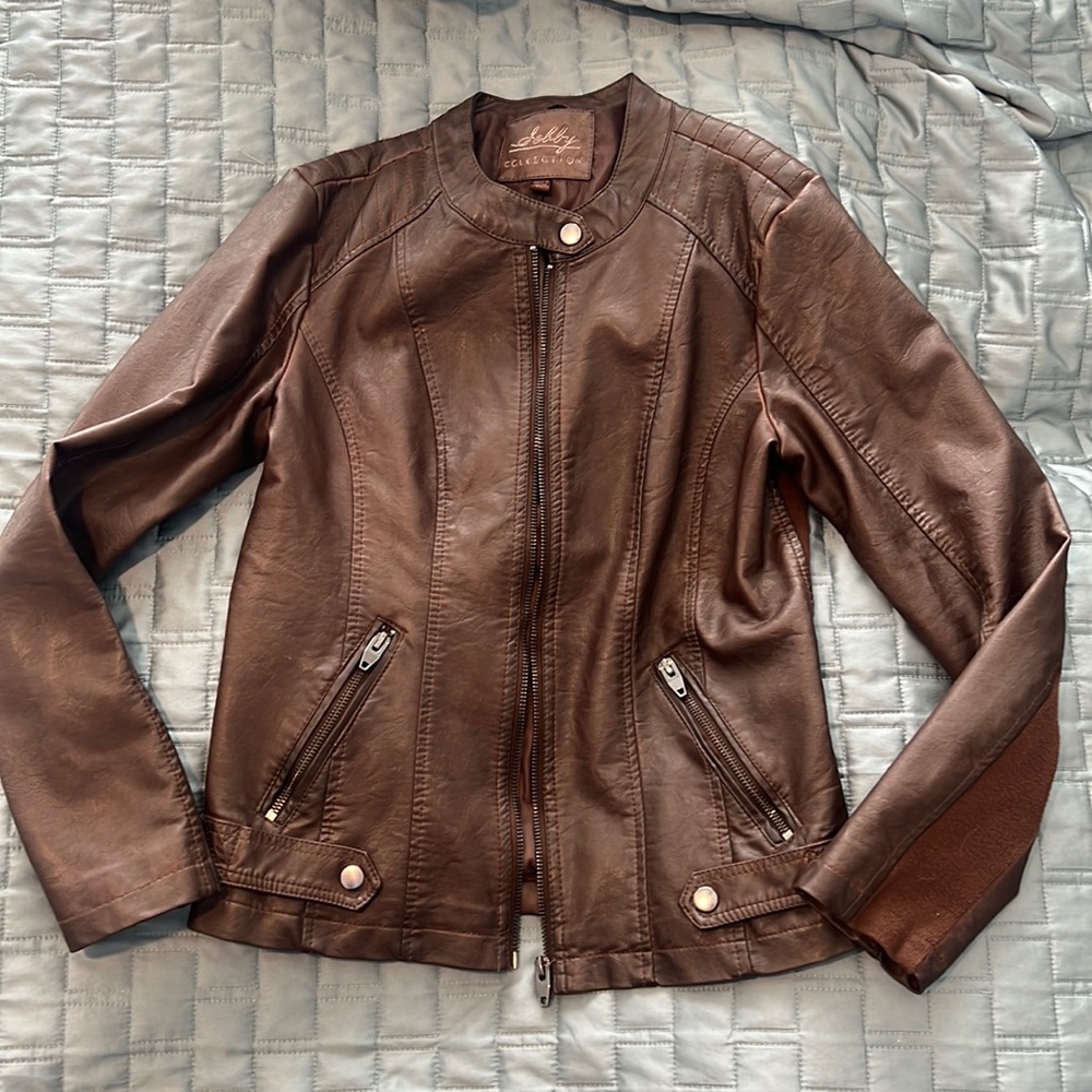 Debby Collection Women's Moto Leather Poly Jacket  Size S